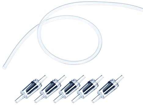 sourcing map 5Stk Rohre mit Schwarz Rückschlagventil Wasser Transfer für Pumpe 4x6mm 5m Klar
