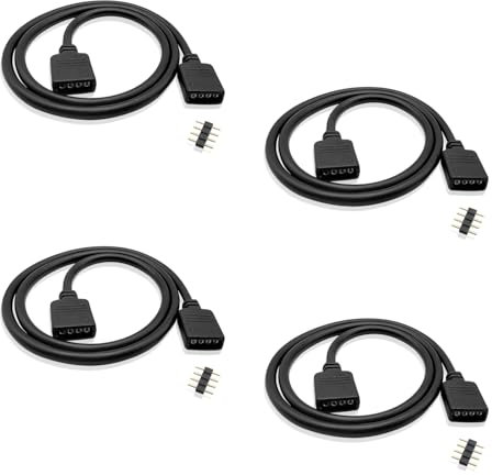 iYueMps LED Strip Verlängerung Kabel,4 Stück 0.3m LED Kable Verlängerung Anschluss Kabel für 3528 5050 2835 RGB LED Strip Led Streifen 4 pin DIY Zubehör(Schwarz)