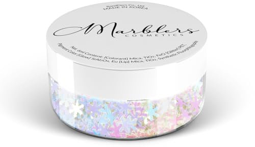 MARBLERS Cosmetic Grade Chunky Shape Glitter [Snowflake] 0.11oz (3g) | Flake | Non-Toxic | Vegan | Cruelty-Free | Eyeshadow, Nail Polish, Nail Art | Festival, Rave & Party Makeup | Body & Face