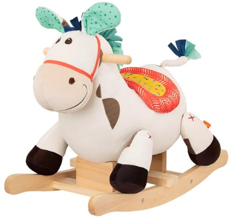 B. toys Schaukelpferd Spotty mit Buntem Sattel aus weichem Plüsch und hochwertigem Holz, Schaukeltier zum Draufsitzen für Kinder und Babys ab 18 Monaten - Rodeo Rocker