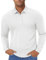TACVASEN Mens Long Sleeve Shirts Quick Dry Golf Polo Shirt Tactical Polo Shirts Lightweight Hiking T Shirt White,XL