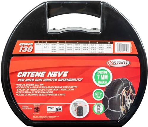 Set mit 2 Schneeketten – 7 mm – Gruppe 130 – maximale Haftung und Sicherheit mit Spannsystem
