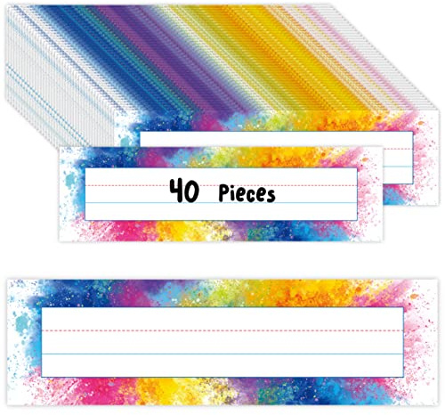 40PCS Placas de nombres para escritorio, Etiquetas de nombre de escritorio de película PET de doble cara Etiquetas de nombre de estudiante Borrable y Reutilizable Placas de nombre de manuscrito