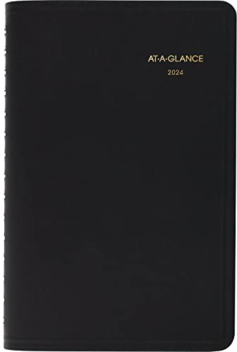 AT-A-GLANCE Tagesplaner 2024, Stundenplaner, 12,7 x 20,3 cm, klein, 24 Stunden, Schwarz (702030524)
