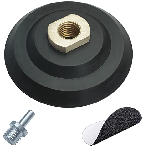 Waies 4 Inch Rubber Backer Pad/Flexible Rubber Backing Pad with Thread Drill Adapter, Sanding Disc Car Polishing Pad Backing Plate for Angle Grinder Buffer Polisher Attachment- Arbor M14