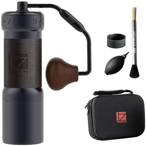 1Zpresso K-Ultra Manual Coffee Grinder Iron Gray with Carrying Case, Assembly Consistency Grind Stainless Steel Conical Burr, Foldable Handle, Numerical External Adjustable Setting, All-Round Grinder