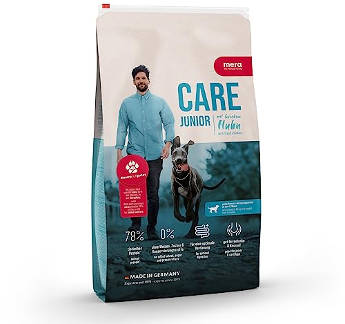 mera Care Junior Huhn, Trockenfutter für Junge Hunde großer Rassen ab 6 Monate, mit 78% tierischen Protein, ohne Weizen, 4kg