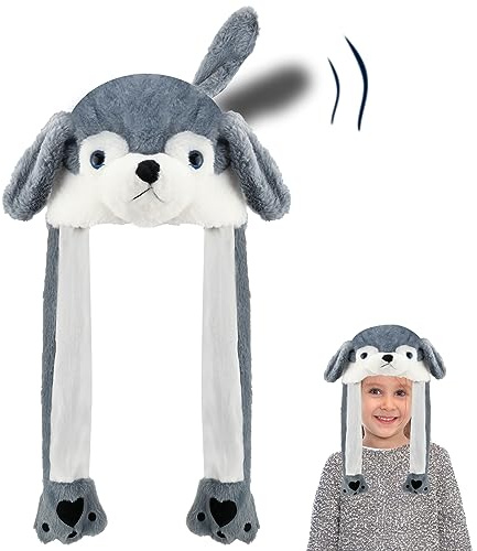 Bewegliche Ohren Mütze - Mütze mit Wackelohren für Karneval, Geschenk, Mädchen & Jungen (Hund)