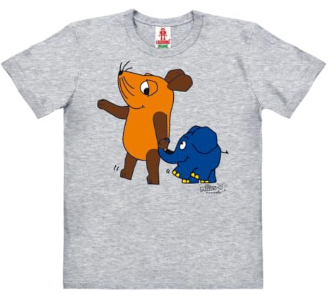 Logoshirt® Die Sendung mit der Maus T-Shirt Kinder | Offiziell lizenziertes Maus- und Elefant-Motiv, lustiges Cartoon-Longsleeve für Mädchen und Jungen, Bio-Baumwolle