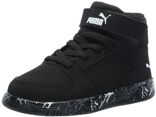 Puma Unisex-Child, Rebound Layup Synthetic Leather Hook and Loop, Puma Black-Puma Black, Little Kid 11