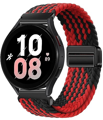 XMUXI 20mm Nylon Armband Kompatibel mit Samsung Galaxy 7/6/5/4 40mm 44m/FE/Galaxy 6 Classic/5 Pro/4 Classic, Magnet Sport Uhrenarmband für Damen Herren Elastische Geflochtenes