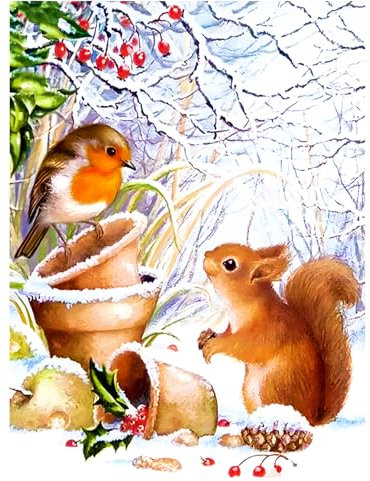 AIRDEA DIY 5D Eichhörnchen Vogel Diamant Malerei, Full Round Drill Diamond Painting Set, Full Runden Steine Diamanten Stickerei Strass Erwachsene Malen nach Zahlen Perlen Bilder 30x40cm
