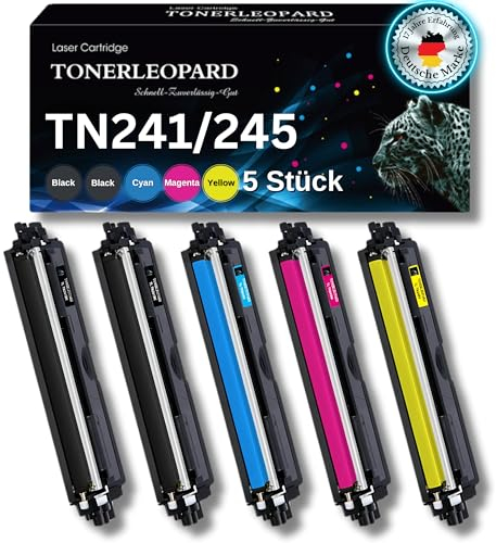 TONERLEOPARD 5er Set TN241 TN245 Toner Kompatibel für Brother MFC-9332CDW DCP-9022CDW HL-3142CW HL-3140CW MFC-9142CDN DCP-9020CDW HL-3152CDW TN-241 TN-245 TN246 TN242 TN241BK TN245C TN245M TN245Y