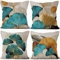 Uiiooazy Kissenbezug Ginkgo, Kissenbezüge Blau Türkis Blätter Pflanzen Motivo Quadratisch Kissenhülle Samt Zierkissenbezug für Sofa Couch Schlafzimmer Wohnzimmer Auto Zuhause, 4er Set, 30Bx30Hcm