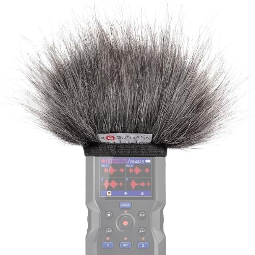 Gutmann Mikrofon Windschutz Fell für Zoom H4essential Grey Handgefertigt in Deutschland
