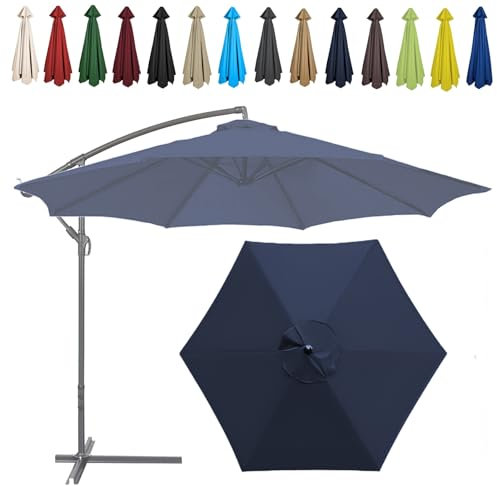 Auvent De Remplacement Pour Parasol, 2 M/2.7 M/300 CM, 6 Baleines/8 Baleines, Tissu De Rechange Pour Parasol, Toile De Rechange Pour Parasol Remplacez L'ancien Auvent Auvent De Rechange(Color:Navy blu