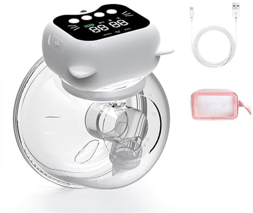 BOWKA Milchpumpe elektrische tragbare 4 Modis 12 Stufen wiederaufladbare Stillpumpe mit Memory Funktion für zu Hause/unterwegs (Weiß)
