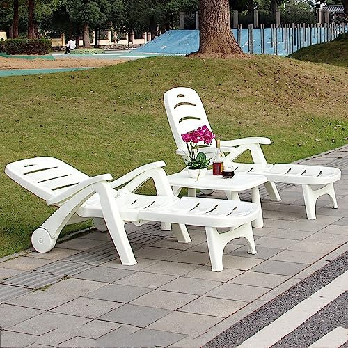 Preferspace Kunststoffe für draußen Liegestuhl Loungesessel, Klappbar Terrassen-Chaise-Liege mit 5-stufig Verstellbarer Rückenlehne, Liegestuhl für Poolside Rasen Hinterhof