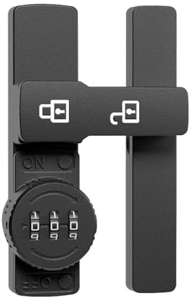 Sporgo Pestillo luminoso para puerta de 180 grados: pestillo de acero inoxidable con cerradura de contraseña, cerradura de contraseña de 180° para baño, jardín, ventana, exterior, negro