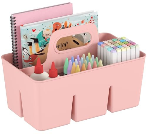 Lifewit Kunststoff Aufbewahrungsbox Korb Organizer mit Griff, Sortierboxen für Stifte Kinder/Toilettenartikeln Kosmetik im Badezimmer/Schrank Unterschiedliche Küche, Pink, 1 Stück