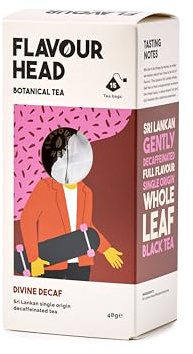 Flavour Head Divine Decaf I Sri Lankan gently decaffeinated full flavour single origin whole leaf black tea I 15 Tea Bags, 48g