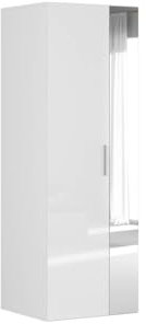 BLACK RED WHITE Kleiderschrank Flex 75 cm mit Spiegel Hochglanz weiß Schrank 2 Türen 3 Schubladen Breite 75 cm für modernes Wohnen Design Möbelstück