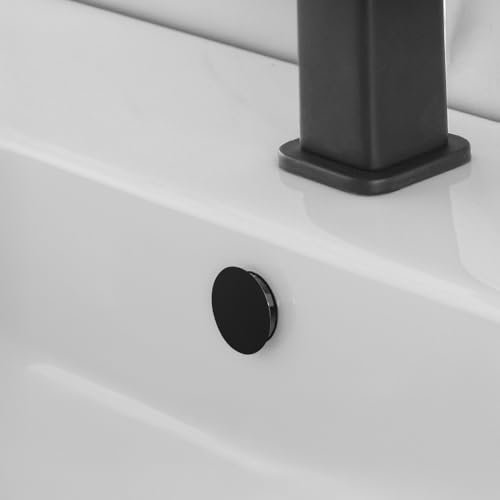 Tappo Copriforo Universale Per Troppo Pieno Lavabi E Bidet Aventi Circonferenza 24 O 28 Mm, In Ottone Con Ghiera Nero Opaca Dal Design Moderno
