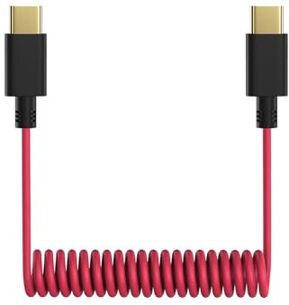 USB C to USB C Microphone Cable for DJI Mic Mini/Mic 2 / Rode Wireless Pro/Wireless Go 2 and Hollyland Lark M2 M1 150 Max Duo, Coiled Audio Patch Cable Mic Cord Compatible with iPhone 16 Pro Max