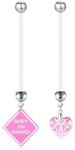 Besyvvin Schwangerschaftspiercing Bauchnabelpiercing Schwangerschaft 14G Plastik Flexibeler Kunststoff Piercing Bauchnabel Rosa 22/38mm