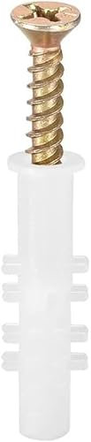 Ancoraggi a muro,Bulloni for tasselli a muro,Ancore for cartongesso,200 pezzi 6 x 30mm Tubo di espansione in plastica Colonna Ancoraggio in cemento Tassello a muro Telaio Fissaggi Tubo con viti,