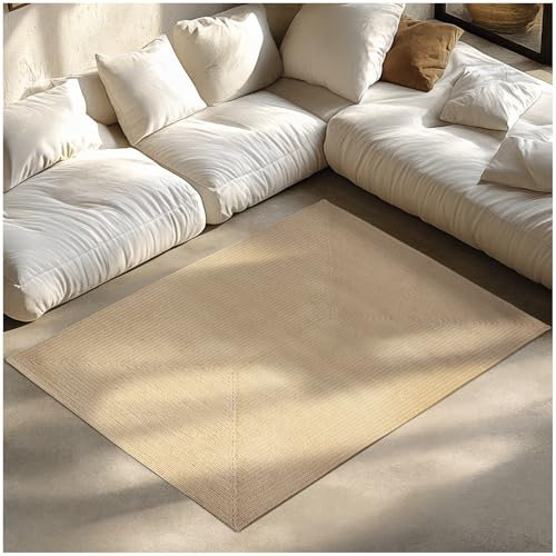 tectake® Teppich in Jute Optik, handgewebte Boho Deko, pflegeleichte Teppiche für Wohnzimmer Deko modern, im Schlafzimmer, für Badezimmer, im Kinderzimmer, als Küchenteppich oder Läufer - 120 x 170 cm