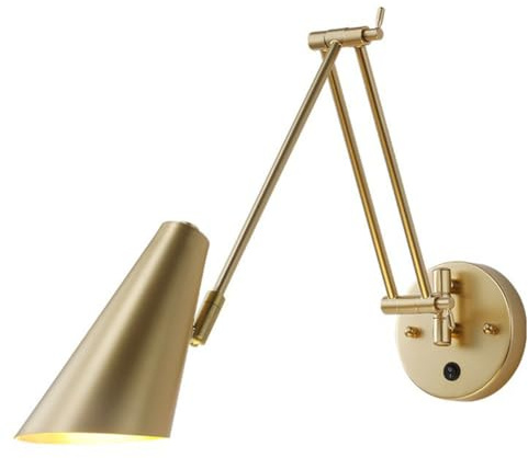 LOGT Innen Verstellbarem Arm Wandleuchte mit Schalte Schwenkarm Einstellbar Wandlampe Langer Arm Metall Kegel Wandleuchten E27 Verstellbare Leselampe Retro Industrielle Bettlampe für Schlafzimmer