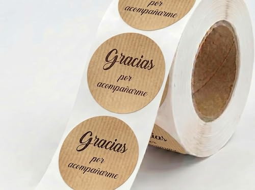 Etiquetas Adhesivas de Papel Kraft, Gracias por Acompañarme, 35 mm, 100 Unidades, para Celebraciones, texto en español