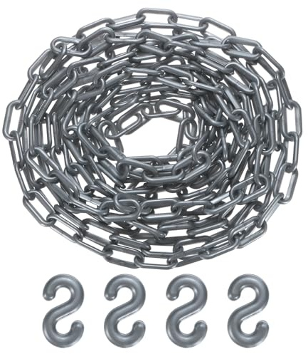 M METERXITY Plastik Absperrkette 24Ft Länge Graue Wasserdichte Sicherheitskette Mit S-Förmigem Verschluss Für Menschenmassenkontrolle/Aufzug/Parkplatz/Einfahrt Warnabsperrkette