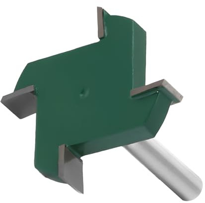 Spoilboard Surfacing Router Bit 4 Wings T Type Slotting Routers 1/4 Shank 40mm Cutting Diameter 1/4 Inch Cutting Height Wood Router for Wood Grooving and Trimming, Dark Green