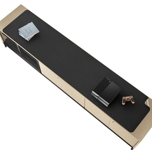 Vyaaa 70.8“x15.7” PU Leder & Kork Große Schreibtischmatte (Schwarz) - XXL Extended Mauspad, Reversible Desk Protector, Anti-Rutsch Computer Schreibtischunterlage für Büro, Gaming, Home