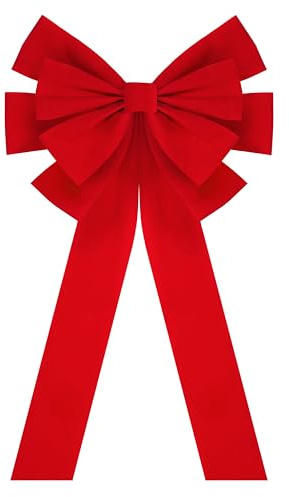 JOYIN 1 PC Extra Large Red Velvet Bow for Christmas, 35 x 18 Christmas Tree Bow Topper, Large Red Wreath Bow, Velvet Bows for Holiday Decoration, Outdoor Christmas Party Supplies