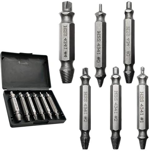 Qwrqwr Schraubenausdreher Kaputte Schrauben Rausdrehen mit Dübel Entferner Gewindeausdreher Screw Extractor für Allzweckanwendungen Schraube Reparaturen (Silber)