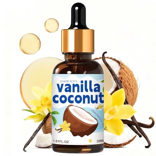 Ätherisches Öl 30 ml mit Tropfer, Duftöl für Diffusion, Diffusor, Luftbefeuchter, Kerzenherstellung, Hautpflege, Parfüm, Geschenk (Vanille Kokos)