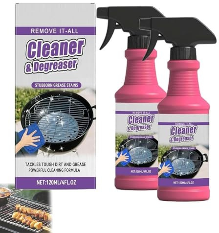 Spray Sgrassante Ad Azione Rapida Per Griglie, Detergente Per Barbecue Da Esterno E Forni, Detergente Schiumogeno Per Grasso, Residui Di Cibo Bruciato E Incrostazioni Di Carbonio (2pcs)