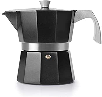 IBILI - Cafetera express Evva Black, 12 tazas, 600 ml, Aluminio fundido, Apto para inducción