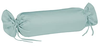 fleuresse Uni-Colours Nackenrollen-Bezug, Mako-Satin, 100% Baumwolle, Oekotex Standard 100, mit Reißverschluss, 40 x 15 cm, Fb. Aqua