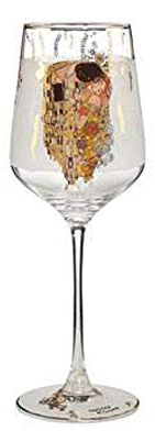 Goebel Klimt Weinglas aus Glas mit dem Motiv Der Kuss 0,45L, Maße: 8,5cm x 8,5cm x 25cm, 66-926-68-1