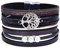 Lederarmband Damen Herren Leder Wickelarmbänder Baum des Lebens Armband mit Magnetverschluss aus Edelstah Bracelet für Frauen & Mädchen (Schwarz)