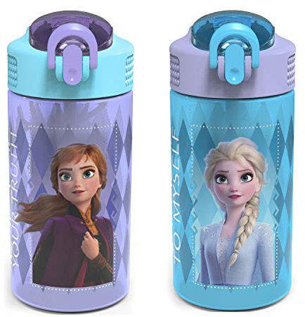 Zak Designs Disney Frozen - Juego de 2 botellas de agua de plástico (2 unidades)