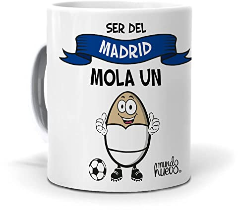 Taza Única del Madrid | Ser del Madrid Mola un Huevo | Frase Especial para Aficionados Madridistas | Idea de Regalo Original fútbol | Taza de Desayuno, Té o Café | Taza de Cerámica | Capacidad 350ML