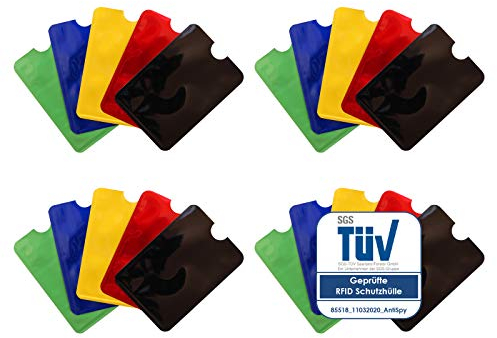 AntiSpyShop RFID Schutzhüllen, TÜV geprüft, NFC Blocker - Kreditkarte, Bank EC Karte Abschirmung - 20er Pack
