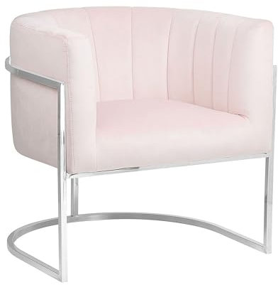 Moderner, halbrunder Sessel mit samtiger Polsterung in Rosa Larvik
