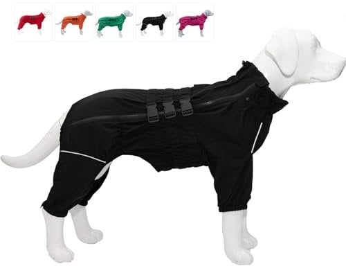 Dogs Waterproof Jacket, Lightweight Waterproof Jacket Reflective Safety Dog Raincoat Windproof Snow-proof Dog Vest for Small Medium Large Dogs Black M