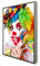 Bild mit Holzrahmen, weiß lackiert, beleuchtet mit LED-Licht Clown